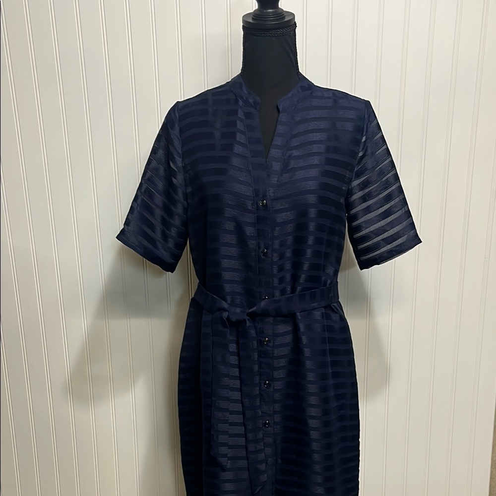 Elegant Banana Republic Navy Blue Striped Sheath Dress Size 6